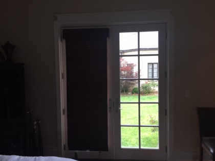 Cordless Woven Wood Shades with light filtering fabric backing