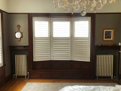 Plantation Shutters on a Bay Window on Westminster Pl in St. Louis, MO